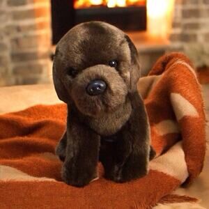 Demdaco Nat & Jules Chocolate Sitting Labrador Puppy Dog Plush Stuffed Animal